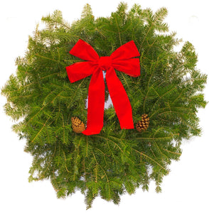 26" Classic Balsam Wreath - Traditional w/ Velvet Bow